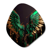 Green And Gold Angel Wings I - Asymmetric Metal Wall Art