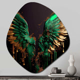 Green And Gold Angel Wings I - Asymmetric Metal Wall Art