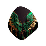 Green And Gold Angel Wings I - Asymmetric Metal Wall Art