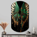 Green And Gold Angel Wings II - Asymmetric Metal Wall Art