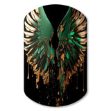 Green And Gold Angel Wings II - Asymmetric Metal Wall Art