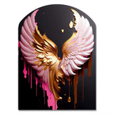 Pink,Gold And Black Angel Wings I - Asymmetric Metal Wall Art