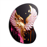 Pink,Gold And Black Angel Wings I - Asymmetric Metal Wall Art