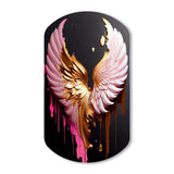 Pink,Gold And Black Angel Wings I - Asymmetric Metal Wall Art