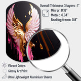 Pink,Gold And Black Angel Wings I - Asymmetric Metal Wall Art