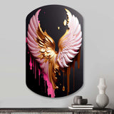 Pink,Gold And Black Angel Wings I - Asymmetric Metal Wall Art