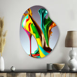 Multicolor Glass High Heel Shoe III - Asymmetric Metal Wall Art