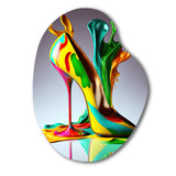 Multicolor Glass High Heel Shoe III - Asymmetric Metal Wall Art