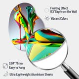 Multicolor Glass High Heel Shoe III - Asymmetric Metal Wall Art