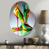 Multicolor Glass High Heel Shoe III - Asymmetric Metal Wall Art