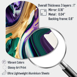 Purple, Green And Gold Bold Strokes I - Asymmetric Metal Wall Art