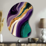 Purple, Green And Gold Bold Strokes II - Asymmetric Metal Wall Art