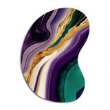 Purple, Green And Gold Bold Strokes II - Asymmetric Metal Wall Art