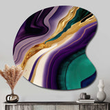 Purple, Green And Gold Bold Strokes II - Asymmetric Metal Wall Art