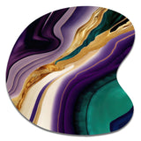 Purple, Green And Gold Bold Strokes II - Asymmetric Metal Wall Art