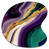 Purple, Green And Gold Bold Strokes II - Asymmetric Metal Wall Art