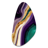 Purple, Green And Gold Bold Strokes II - Asymmetric Metal Wall Art