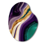 Purple, Green And Gold Bold Strokes II - Asymmetric Metal Wall Art