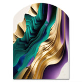 Purple, Green And Gold Bold Strokes III - Asymmetric Metal Wall Art