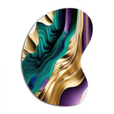 Purple, Green And Gold Bold Strokes III - Asymmetric Metal Wall Art