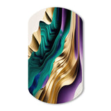 Purple, Green And Gold Bold Strokes III - Asymmetric Metal Wall Art