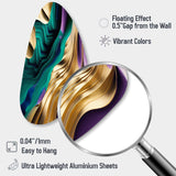 Purple, Green And Gold Bold Strokes III - Asymmetric Metal Wall Art