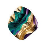 Purple, Green And Gold Bold Strokes III - Asymmetric Metal Wall Art