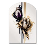 Purple Flower Flower On Abstract Paint III - Asymmetric Metal Wall Art