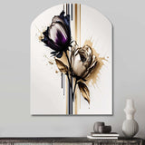 Purple Flower Flower On Abstract Paint III - Asymmetric Metal Wall Art