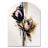 Purple Flower Flower On Abstract Paint III - Asymmetric Metal Wall Art