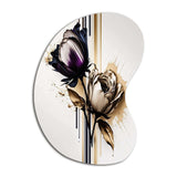 Purple Flower Flower On Abstract Paint III - Asymmetric Metal Wall Art