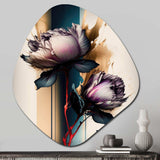 Red Peony Flower On Abstract Paint III - Asymmetric Metal Wall Art