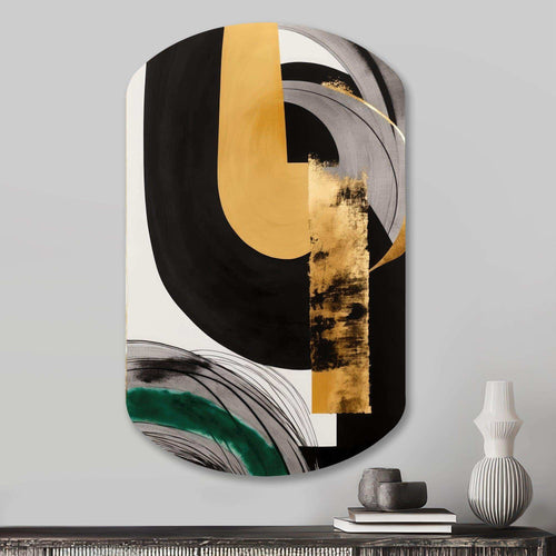 Modern Green Art Deco II - Asymmetric Metal Wall Art