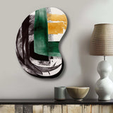 Modern Green Art Deco VI - Asymmetric Metal Wall Art