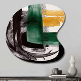 Modern Green Art Deco VI - Asymmetric Metal Wall Art