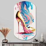 Pink And Blue Art Deco High Heel Shoes III - Asymmetric Metal Wall Art