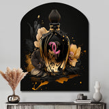 Chic Black And Gold Perfume Bottle II - Asymmetric Metal Wall Art