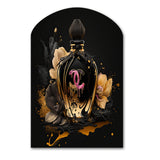 Chic Black And Gold Perfume Bottle II - Asymmetric Metal Wall Art