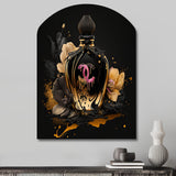 Chic Black And Gold Perfume Bottle II - Asymmetric Metal Wall Art