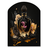 Chic Black And Gold Perfume Bottle II - Asymmetric Metal Wall Art