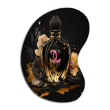 Chic Black And Gold Perfume Bottle II - Asymmetric Metal Wall Art