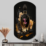 Chic Black And Gold Perfume Bottle II - Asymmetric Metal Wall Art