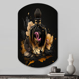 Chic Black And Gold Perfume Bottle II - Asymmetric Metal Wall Art