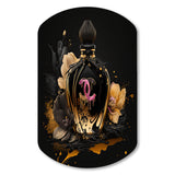 Chic Black And Gold Perfume Bottle II - Asymmetric Metal Wall Art