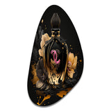 Chic Black And Gold Perfume Bottle II - Asymmetric Metal Wall Art