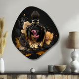 Chic Black And Gold Perfume Bottle II - Asymmetric Metal Wall Art