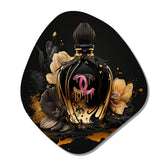 Chic Black And Gold Perfume Bottle II - Asymmetric Metal Wall Art