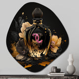 Chic Black And Gold Perfume Bottle II - Asymmetric Metal Wall Art