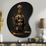 Chic Black And Gold Perfume Bottle VIII - Asymmetric Metal Wall Art