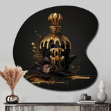 Chic Black And Gold Perfume Bottle VIII - Asymmetric Metal Wall Art